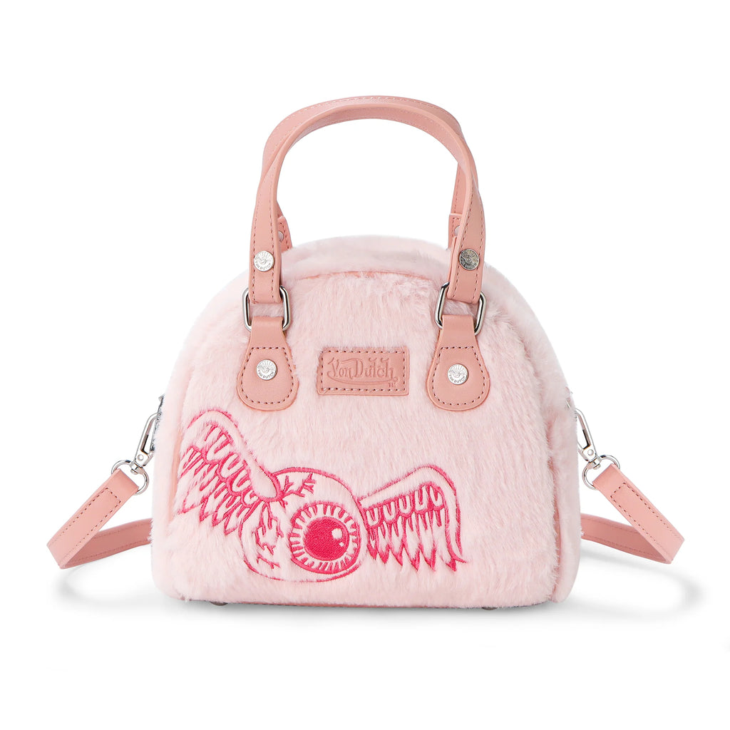Von Dutch Light Pink Furry Bowling Bag