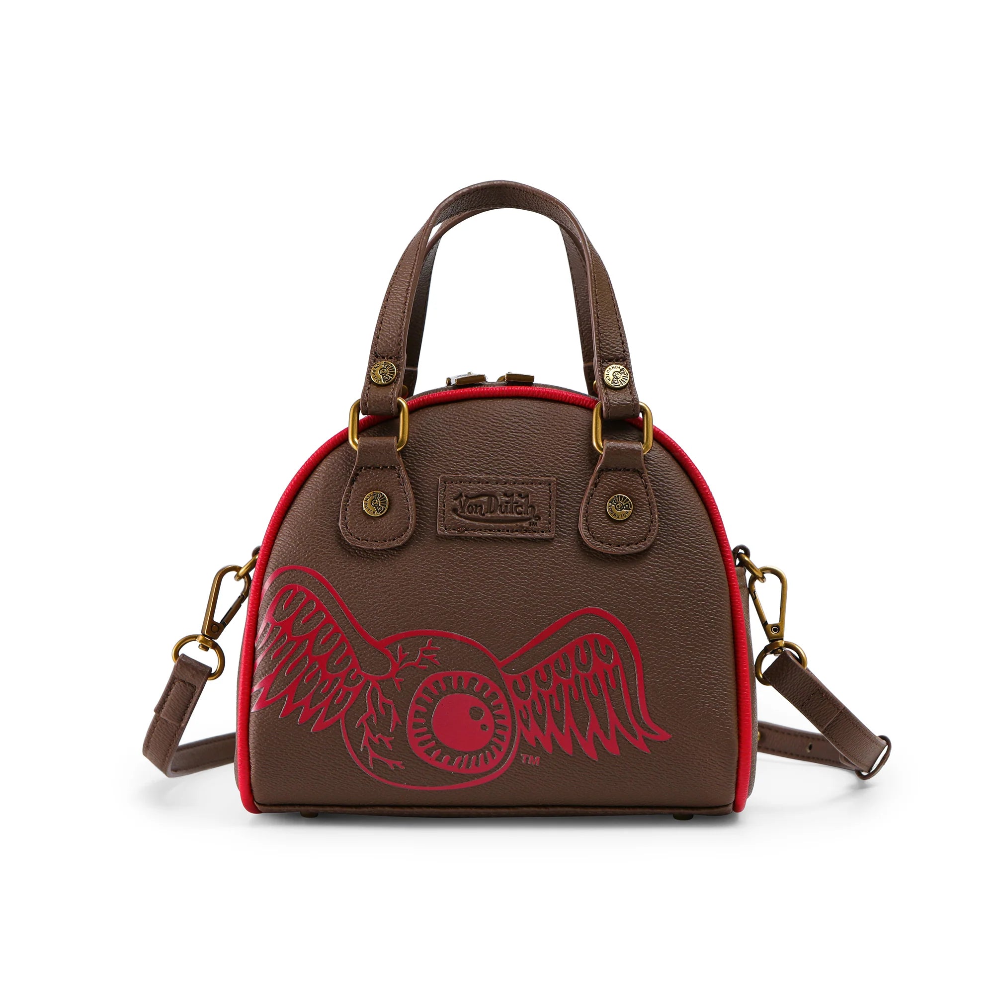 Von Dutch Brown & Red Two-Tone Bowling Bag