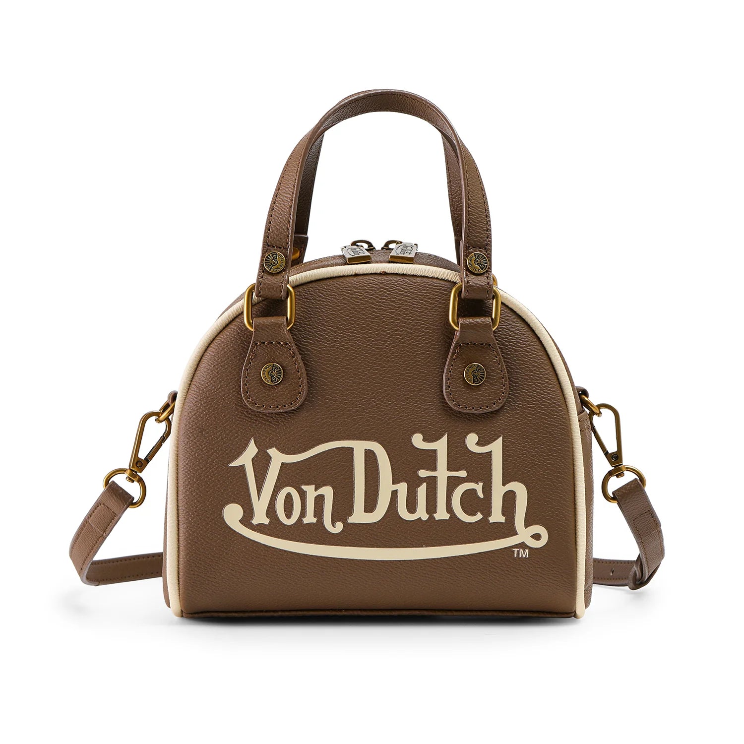 Von Dutch Brown & Tan Two-Tone Bowling Bag